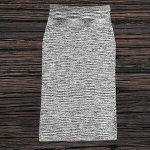 Free People Gray Ribbed Midi Pencil Skirt